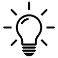 Light bulb icon representing inspiration and ideas.