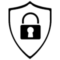 Shield with lock icon representing security and safe contributions.